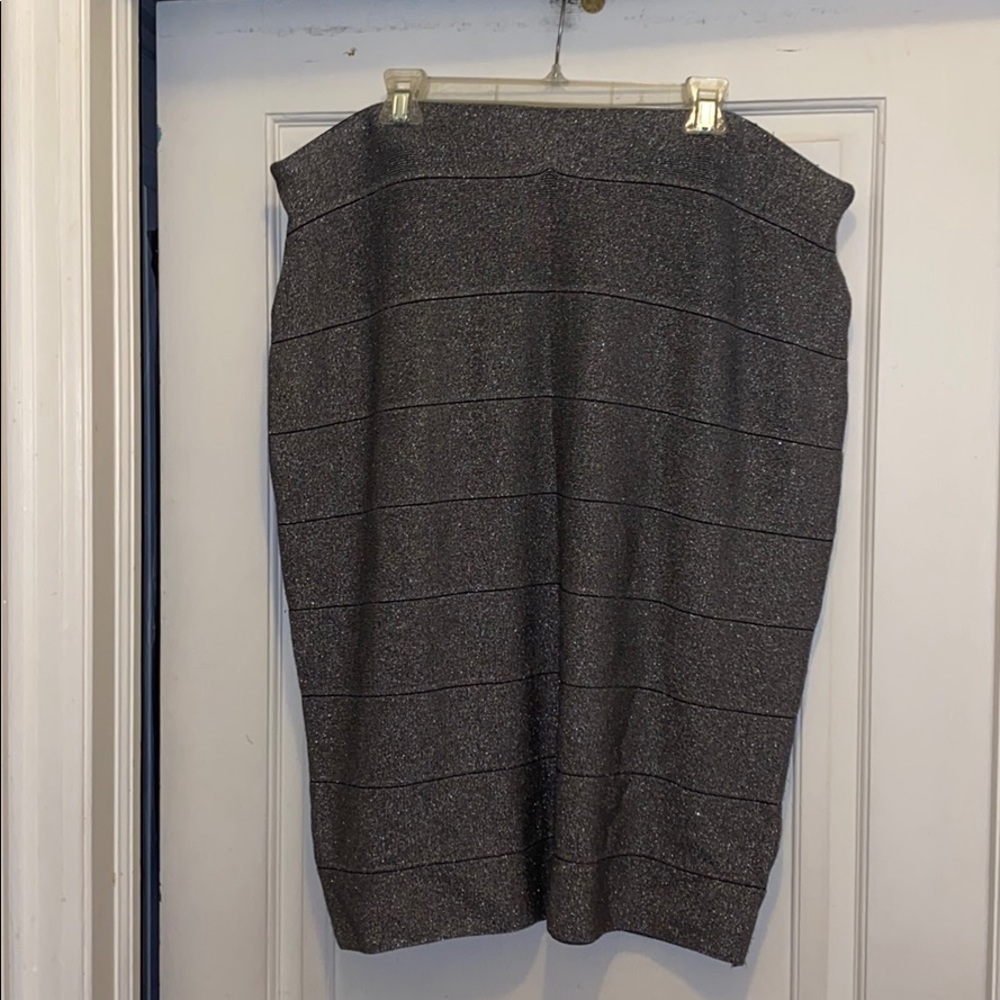 Lane Bryant silver stretchy bandage pencil skirt